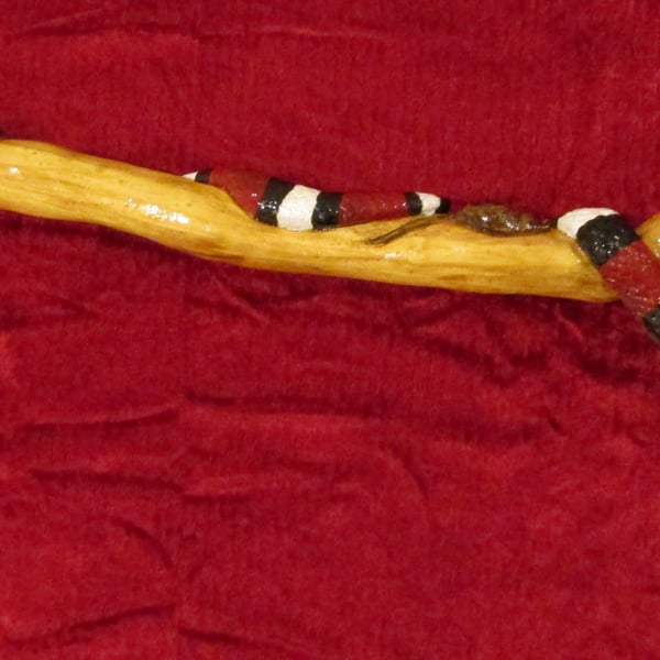 Totally unique, hand carved Milk Snake walking stick