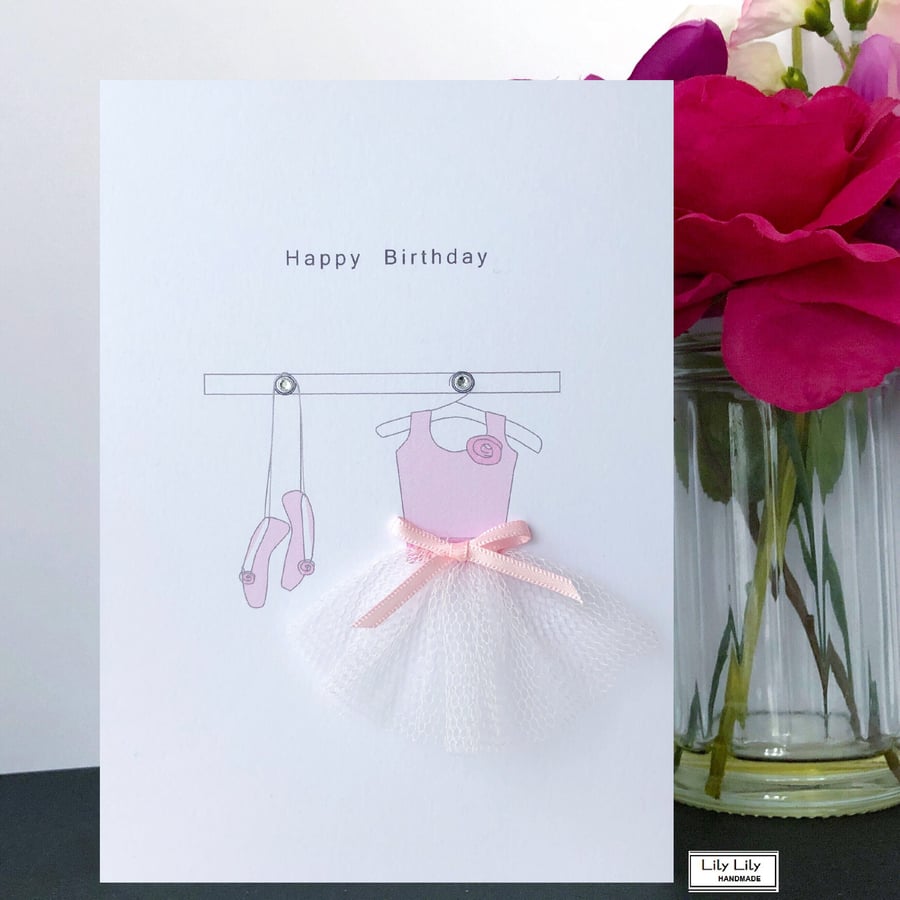 Ballerina outfit Birthday Card by Lily Lily Handmade 