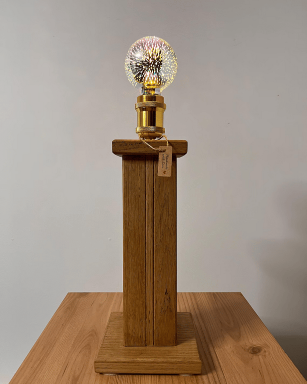 Handmade Reclaimed Oak Lamp