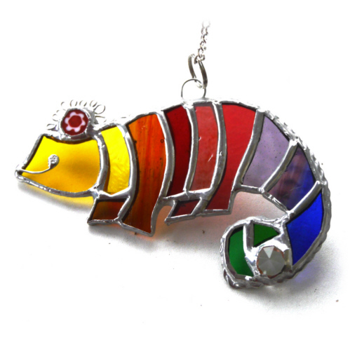 Chameleon Suncatcher Stained Glass Handmade Rainbow 001