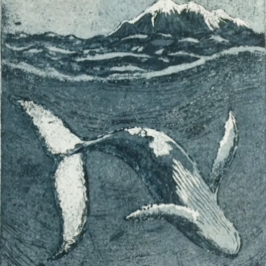 'Whale Dance' Humpback Whale original etching