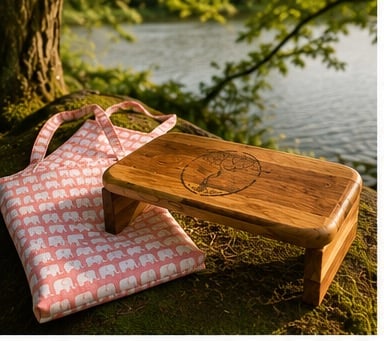 Reclaimed Wood Folding Meditation Bench - Handmade - Sustainable - One of a Kind