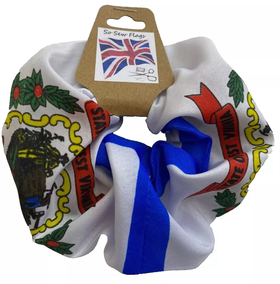 West Virginia USA State America Flag Hair Scrunchie Scrunchies Accessory Band 