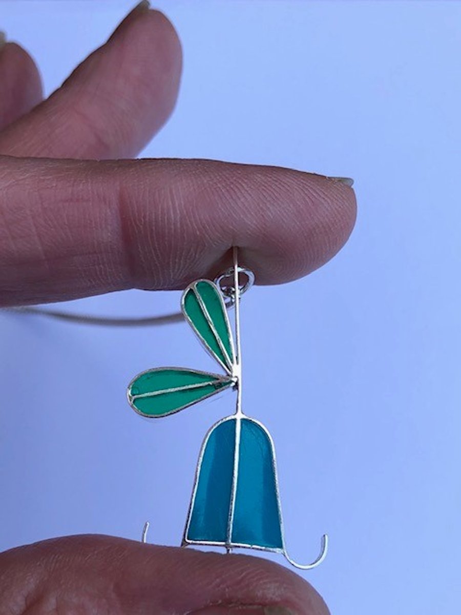 A Bluebell pendant in resin and silver