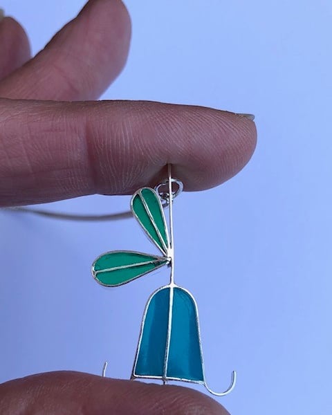 A Bluebell pendant in resin and silver