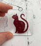 Fused Glass Copper Sleek Cat Hanging - Handmade Glass Suncatcher - Image 3