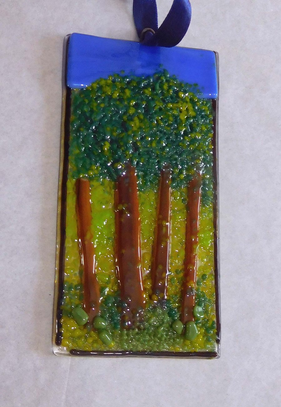 Fused Glass Woodland with Golden Sunshine