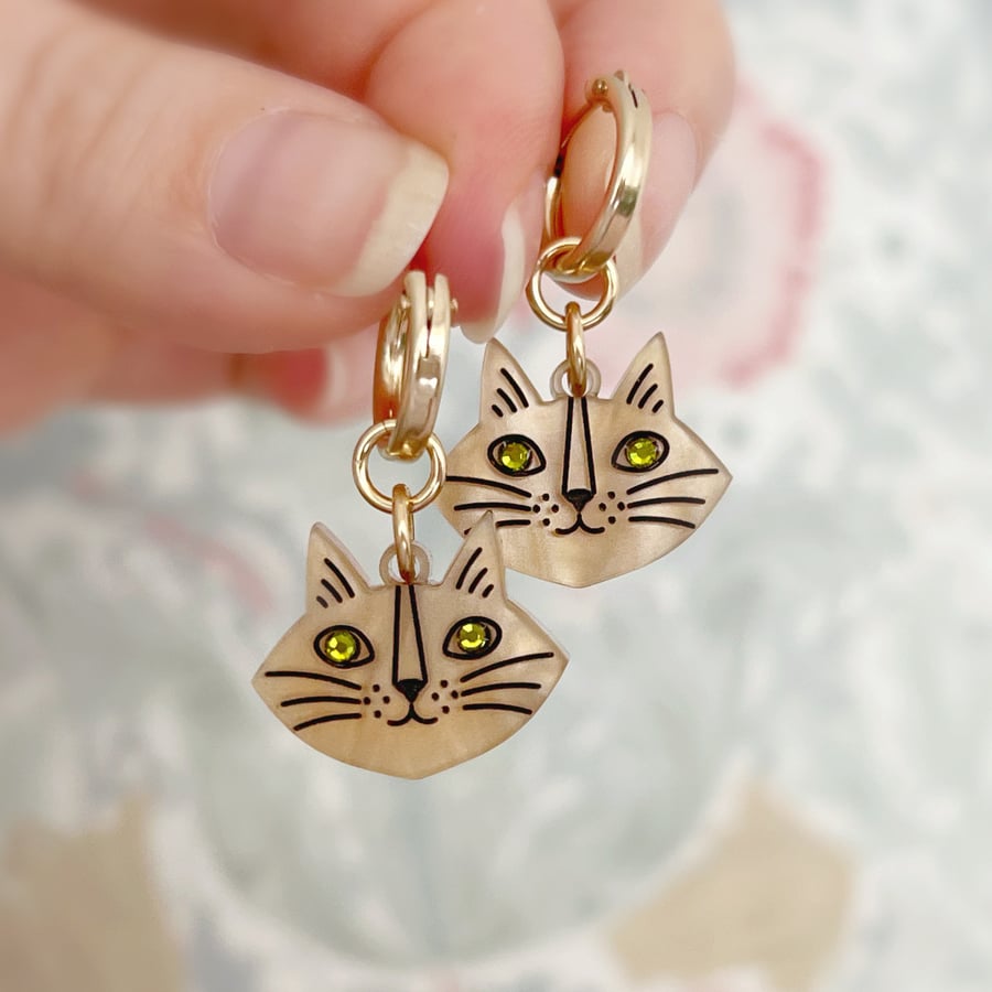 Gold Mini Monty Cat Earrings