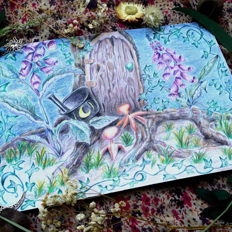 Enchanted Door.  A4 pencil drawing. 