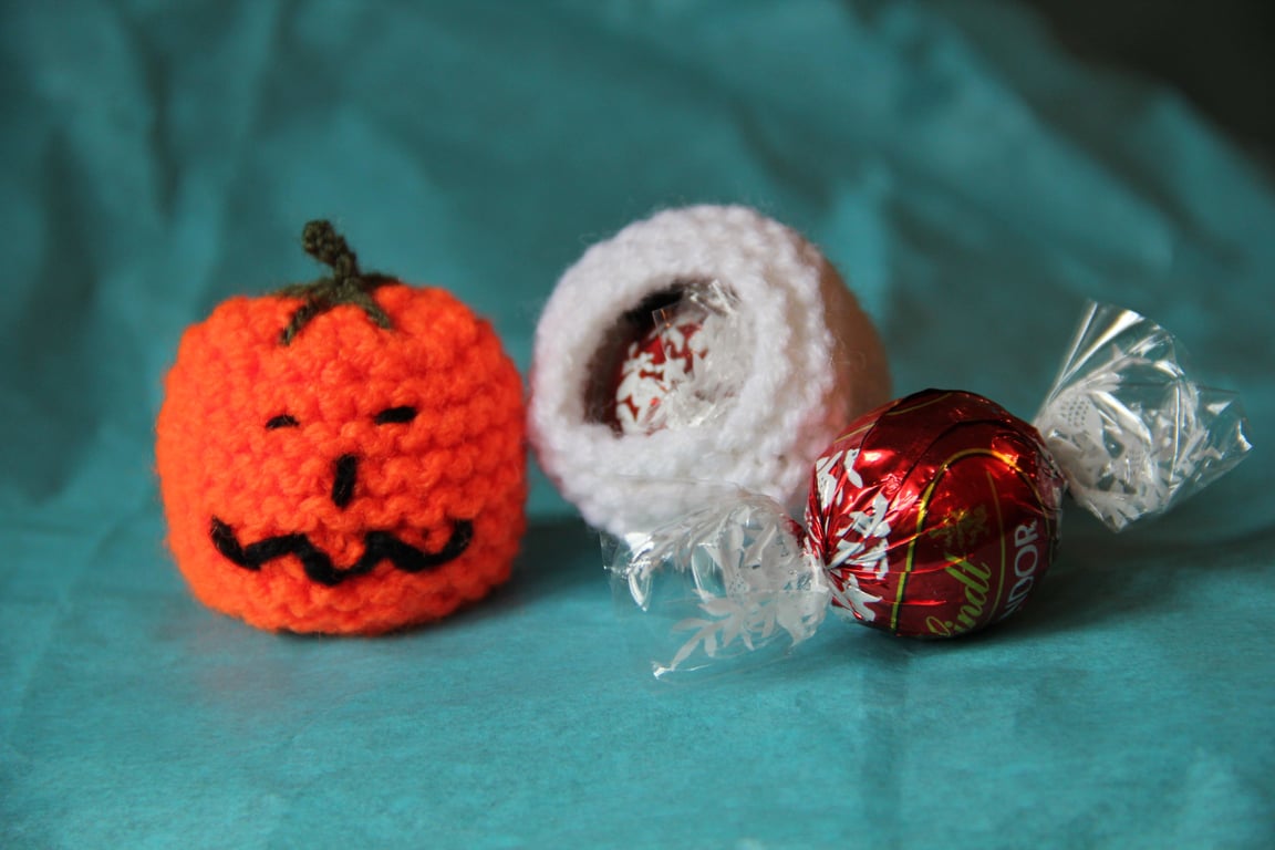 Hand Knitted Pumpkin Sweetie Holder