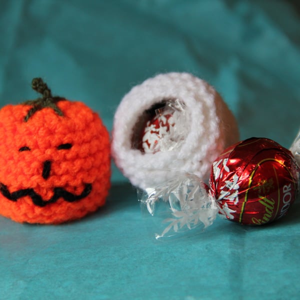 Hand Knitted Pumpkin Sweetie Holder