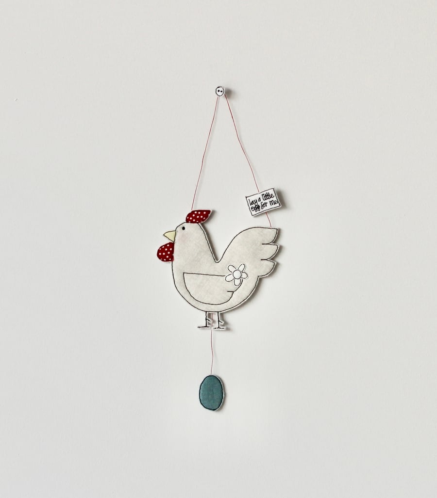 'Lay a Little Egg for Me' Chicken - Handmade Hanging Decoration