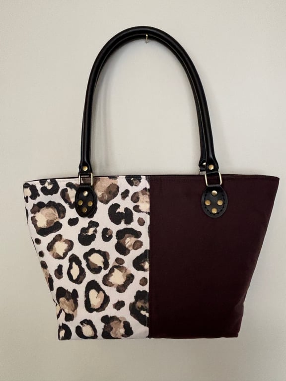 The Auburn Leopard handcrafted structured shoulder bag
