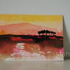 RESERVED Sunset landscape with trees - Original ACEO