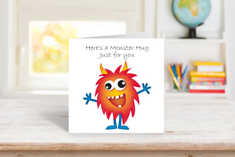Google Eyes Monster Hugs Greeting Card. Design 4