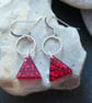 Red resin traingle earrings with sterling silver - Image 1
