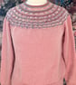 Hand knitted Wool Cotton Acrylic Pink jumper size L bust 40 - Image 1