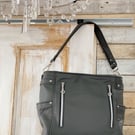Handbag - Dark Grey Rescued Leather Bag with Silk Lining - Perfect Gift 