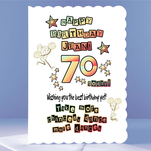 Personalised 70th Birthday Card - Dance More Dances!