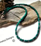 40cts Blue-Green Faceted Magnasite & Silver Plated Heamotite Necklace - Image 2