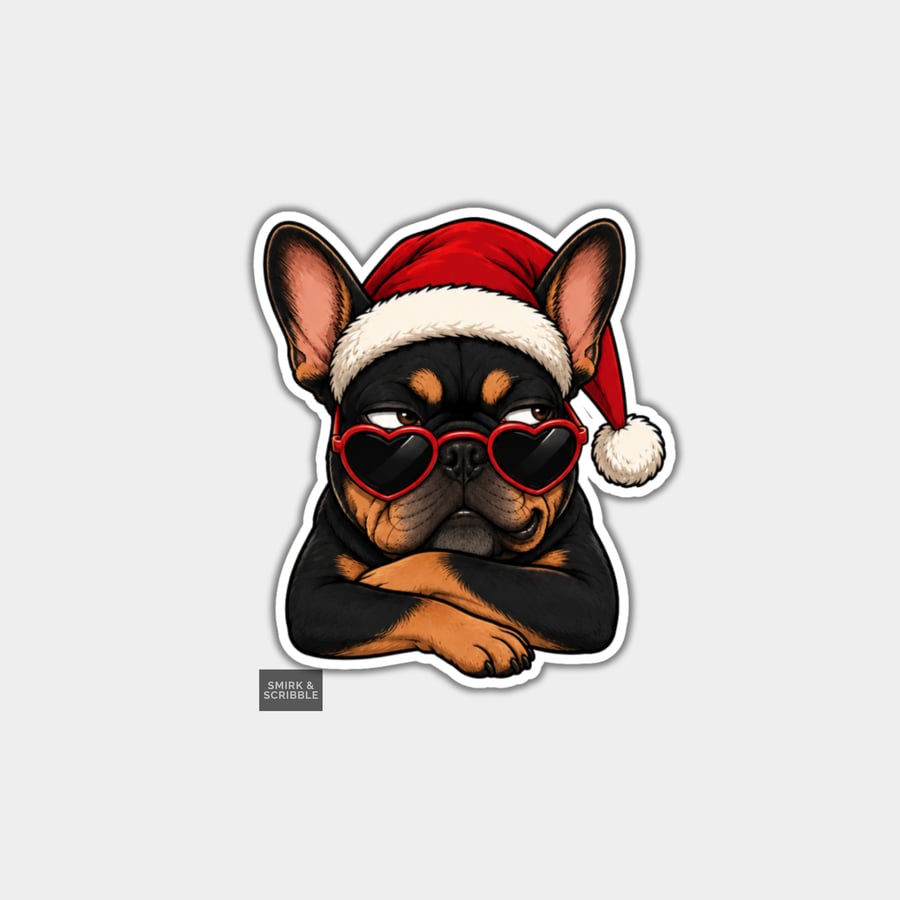 Unique Funny Christmas Sticker Xmas Decal - Cute French Bulldog