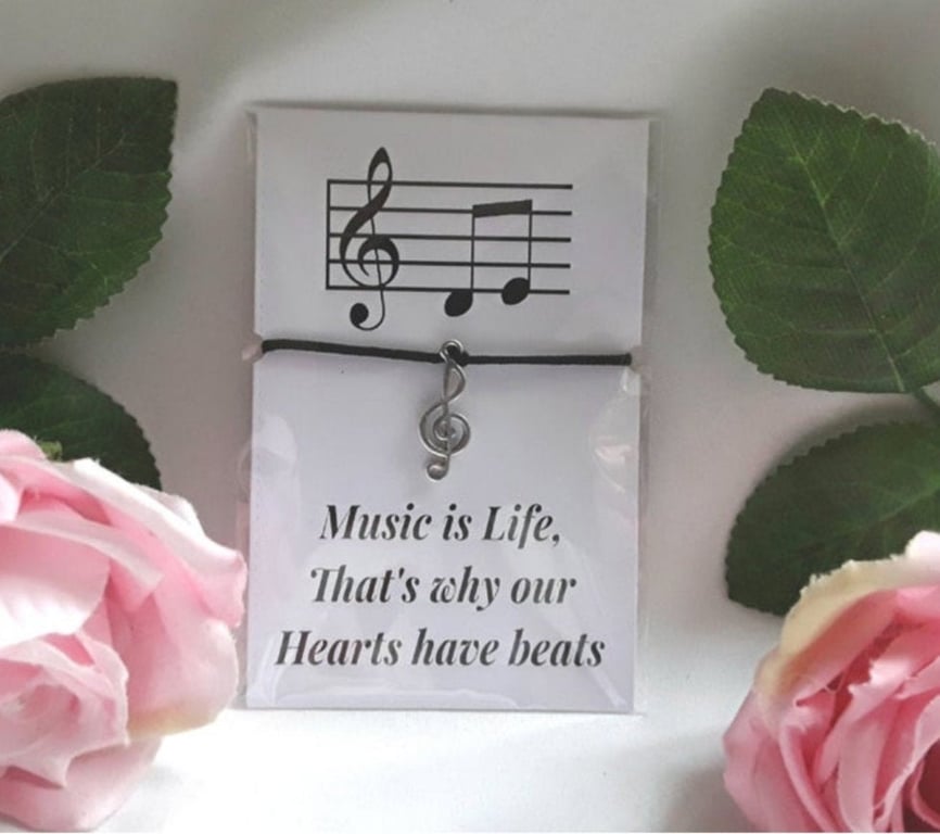 Music Wish Bracelet, Music Cord Bracelet, Musical Note Gift, Musical Note Bracel
