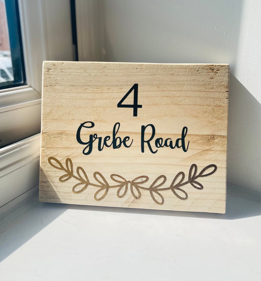 Personalised House Sign - Rustic Wooden