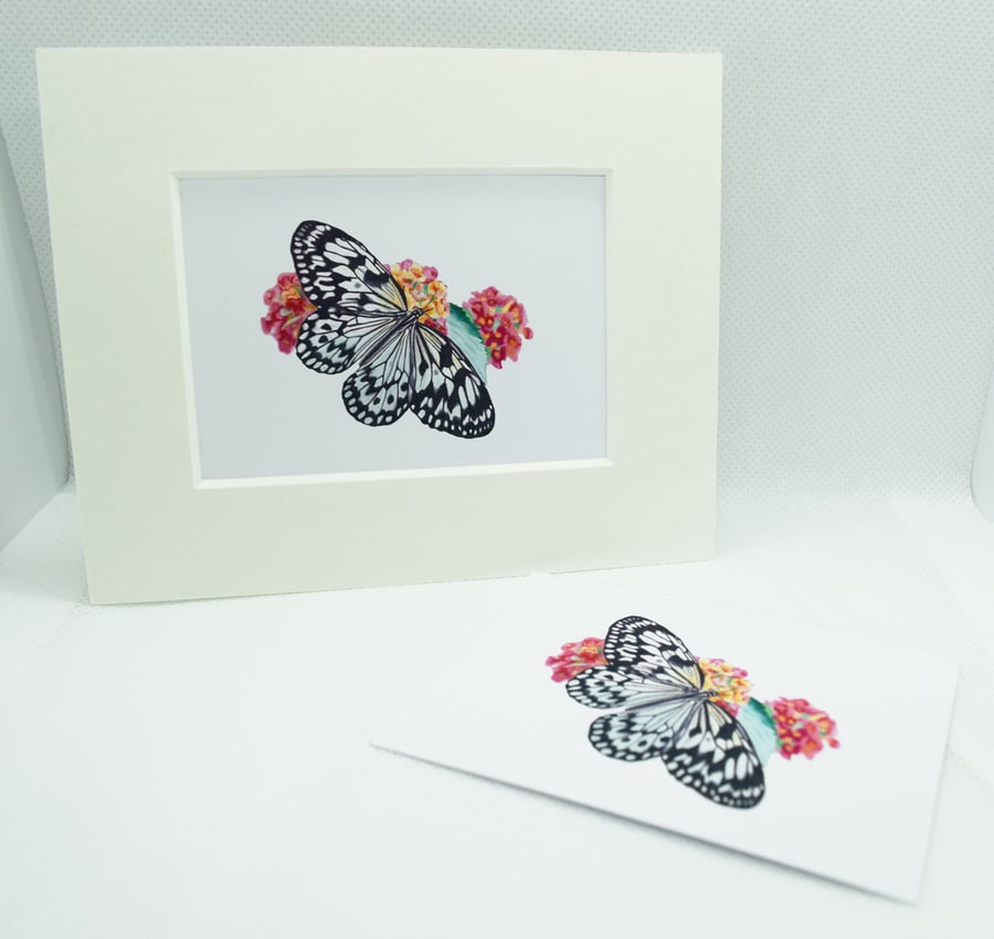 Butterfly and Flowers ACEO Giclee Art Print Art Card Artist Trading Card 