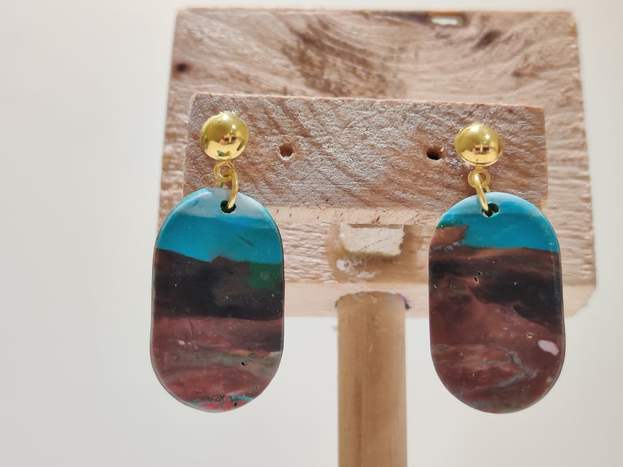 Portrait scrap pilldangle earrings