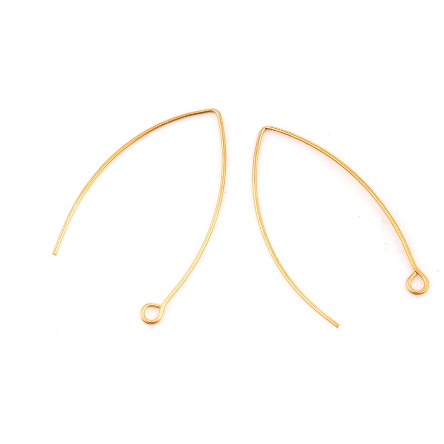 Pack of 6 Gold Plated Stainless Steel Long Ear Wire Hooks Earring Component 