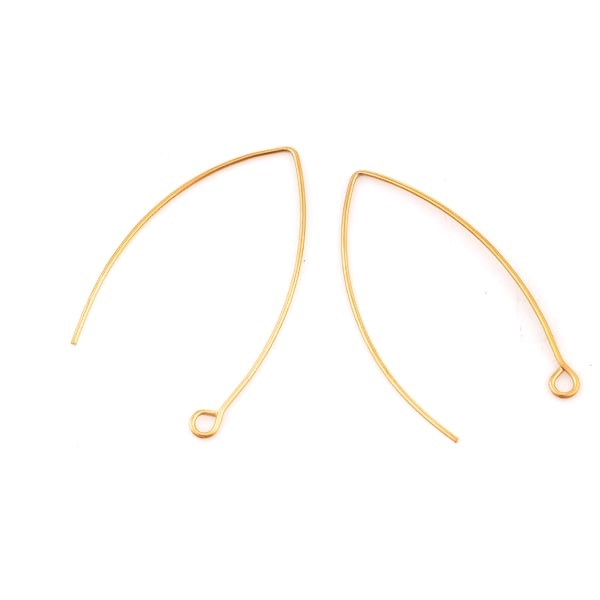 Pack of 6 Gold Plated Stainless Steel Long Ear Wire Hooks Earring Component 