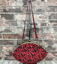 Chilli peppers medium fabric frame clutch handbag, Detachable strap, Handmade
