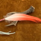 Genuine Flamingo Smudge Spiritual Prayer Ceremony Beaded Feather Leather Tassels