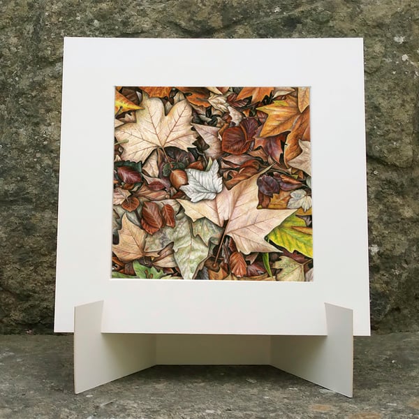 Fallen Autumn Leaves Original Colour Pencil Drawing No 2