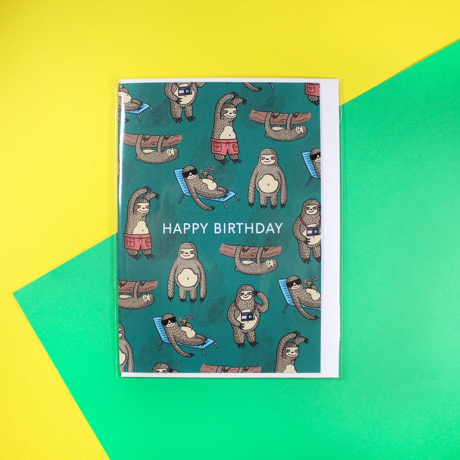 Sloth Greetings Card - Happy Birthday