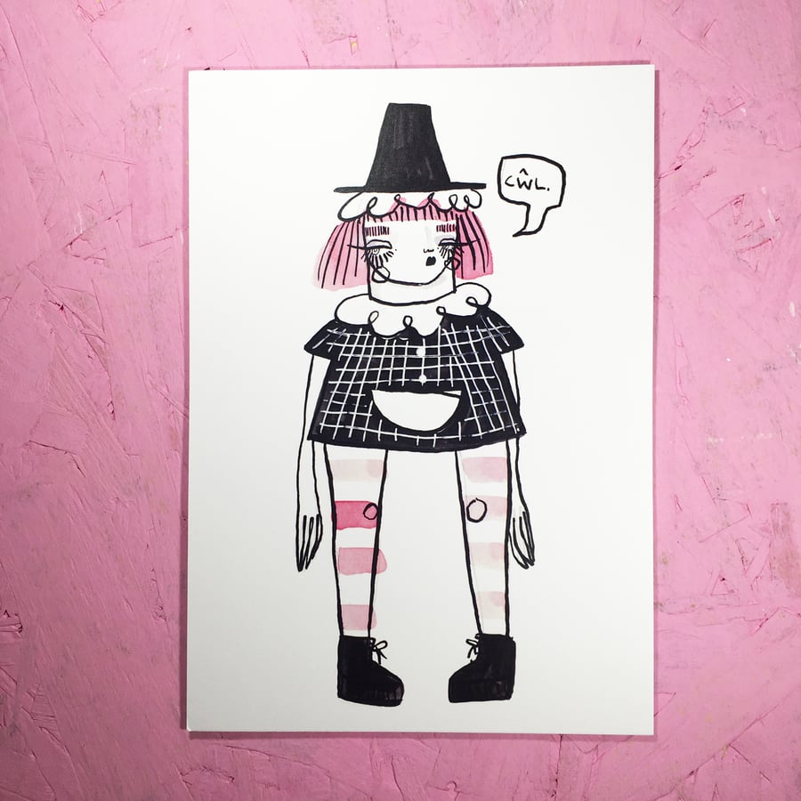 Cŵl- Welsh Lady Small Poster Print