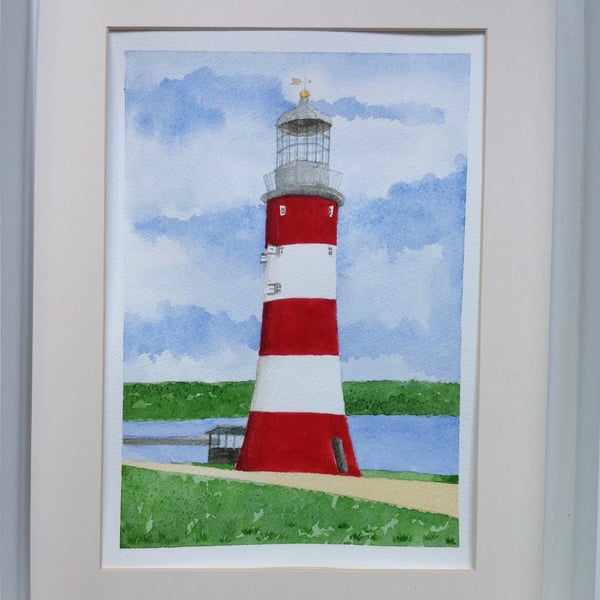 Smeaton's Tower, Plymouth Hoe lighthouse original watercolour