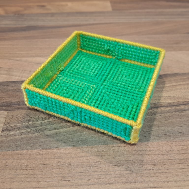 Tray for small desk items - bright  green and yellow