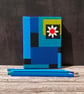 'Eleonore' Hand-Stitched A6 1960s Vintage Fabric Journal, Sketchbook,Turquoise