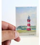 Original ACEO Miniature Watercolour Painting Smeatons Tower Lighthouse Plymouth - Image 4