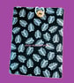 White Palm Leaf Print on black background, Book-Kindle Sleeve.