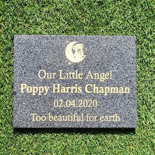 Flat Baby Child Grave Marker Engraved  Granite Memorial Plaque Baby Gravestone