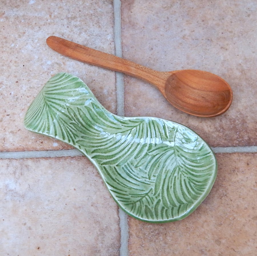 Spoon rest handmade in textured stoneware spoonrest pottery ceramic
