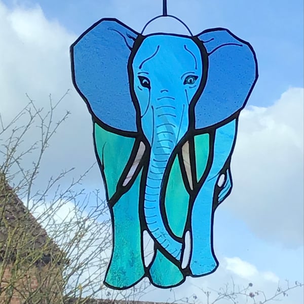 Stained Glass Elephant hanging