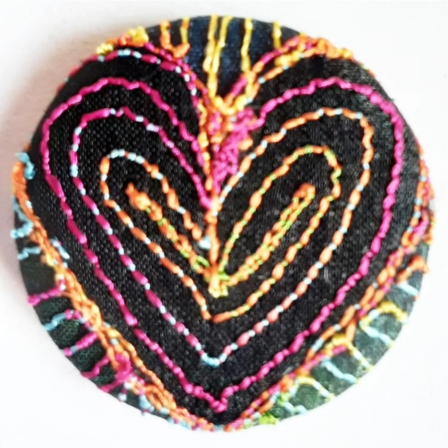 Buttons 1 inch button Hand Dyed Silks and Cottons Free Machine Embroidery Button