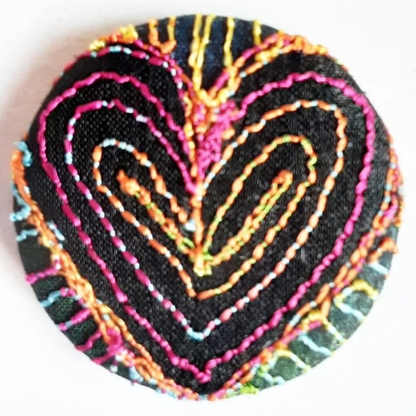Buttons 1 inch button Hand Dyed Silks and Cottons Free Machine Embroidery Button