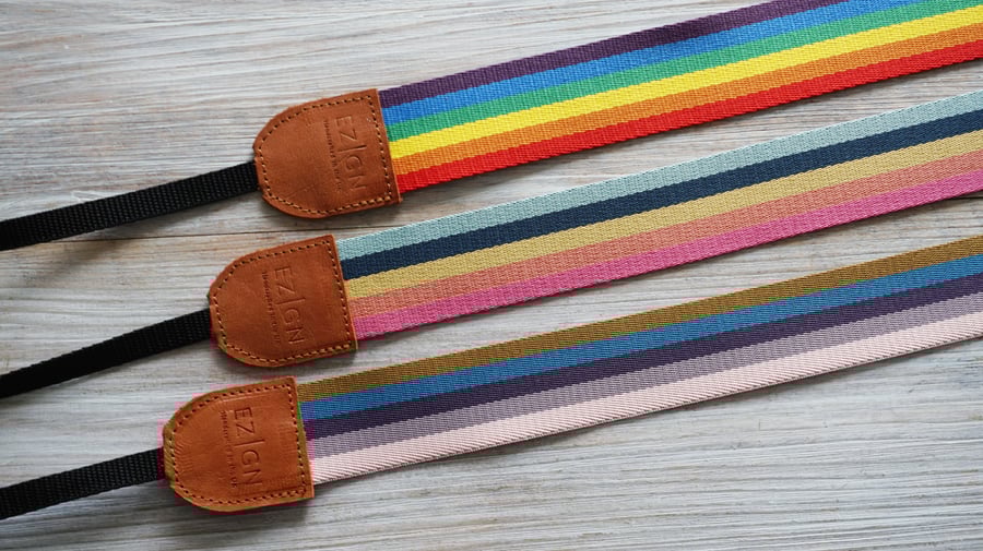 Rainbow Camera Straps, Stripes Webbind DSLR Strap, Pride Gifts