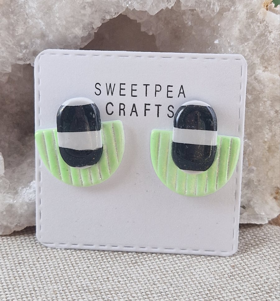 Beetle Juice inspired Clay Earrings: Halloween