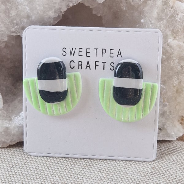 Beetle Juice inspired Clay Earrings: Halloween