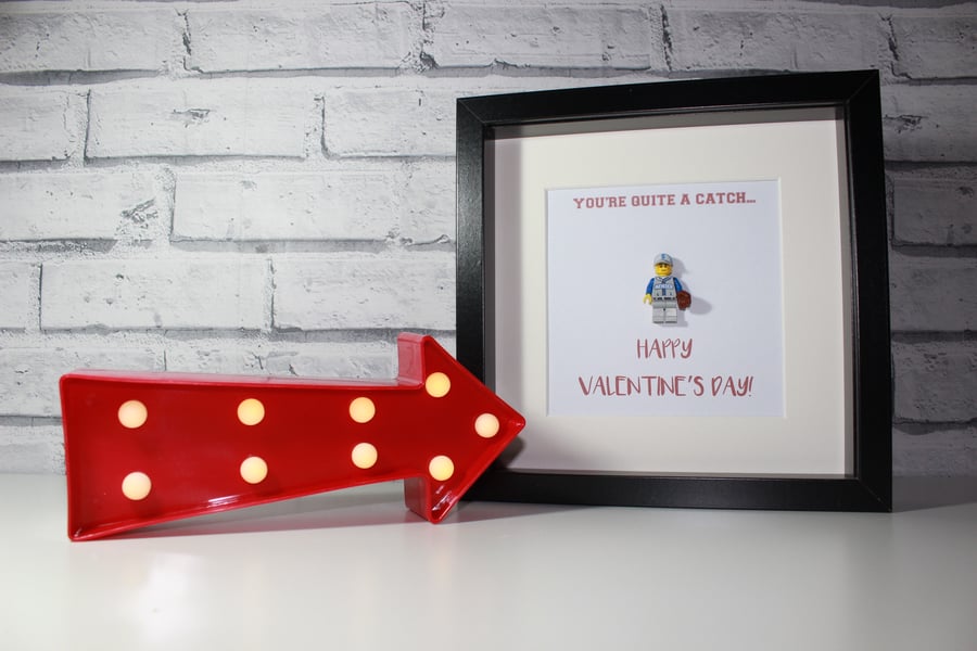 VALENTINE'S DAY - FRAMED LEGO BASEBALL MINIFIGURE - UNIQUE GIFT